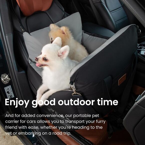 Dog Car Seat Waterproof Booster w Storage Pockets Groom Glove Small Black Gray - Picture 9 of 16